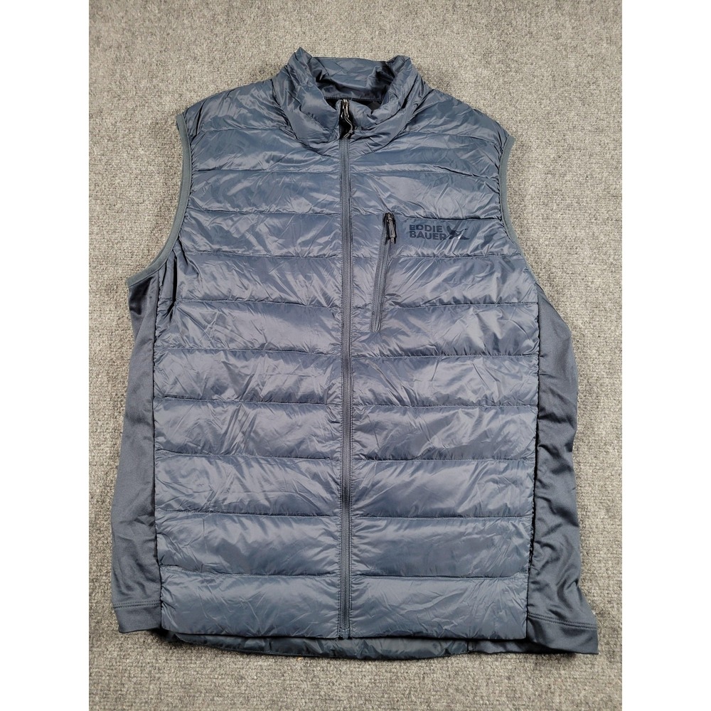 Eddie Bauer Puffer Vest Mens Medium Blue 550 Down Insulated Zip Pocket